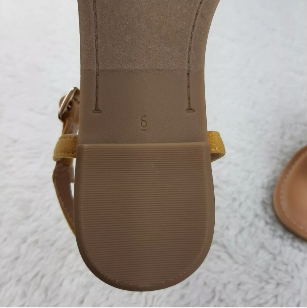Old Navy Faux Suede Fringe Sandals Mustard Yellow - Picture 7 of 10